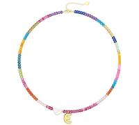 Colorful Initial Necklaces for Women, Bubble Necklace Letter Gold A-Z Heart Beach Boho Jewelry Wedding Birthday Gifts for Women Daughter Stocking Stuffers for Teens Adults, Brass, No Gemstone