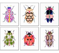 Colorful Insect Wall Art Prints,Watercolor Blue Beetle Ladybug Canvas Painting Colorful Insect Wall Art Poster for Kids Baby Room Decoration Home Decor Picture,Set of 6 (8"X10"inches,Unframed).