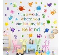 Colorful Inspirational Quotes Wall Decals Vinyl Paint Splatter Handprint Wall Stickers Motivational Sticker Positive Saying Wall Decals for Classroom School Kids Bedroom Playroom Nursery Wall Decor