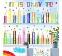 Colorful Inspirational Window Clings Double-Sided Window Stickers for Classroom Watercolor Kids Pencil Window Decals Peel and Stick Motivational Quotes Window Decal for Nursery Library Wall Door Decor