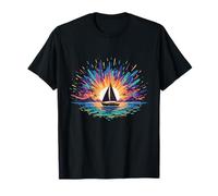 Colorful Island Sunrise with Sailing Boat T-Shirt