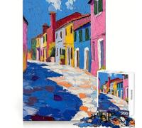 Colorful Italian Street 1000 Pieces Jigsaws Adults Puzzles Strong Memory, Precise Joint, Joyful Challenge, Room Art (38x26cm)