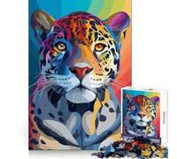 Colorful Jaguar Portrait 1000 Pieces Jigsaw Puzzles for Adults Think Smart, Snug Edge, Home Activity, Xmas Surprise (50x75cm)