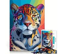 Colorful Jaguar Portrait 1000 Pieces Jigsaw Puzzles for Adults Think Smart, Snug Edge, Home Activity, Xmas Surprise (50x75cm)