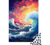Colorful Japanese Waves 500 Piece Jigsaw Puzzles for Adults Jigsaw Puzzle 500 Pieces Jigsaws Adults Puzzles Gifts 500pcs (52x38cm)
