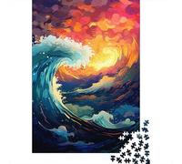 Colorful Japanese Waves Jigsaw Puzzle-1000 Pieces Jigsaw Puzzle Jigsaw Puzzle Great Gifts for Adults& Age 18 Years Up 1000pcs (75x50cm)