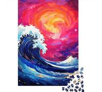 Colorful Japanese Waves Jigsaw Puzzles for Adults 1000 Pieces, Jigsaw Puzzles Adult Intellective Educational Toy DIY Puzzles 1000pcs (75x50cm)
