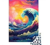 Colorful Japanese Waves Jigsaw Puzzles for Adults 500 Piece Family Gathering Puzzle DIY 500 Piece Puzzle Game 500pcs (52x38cm)