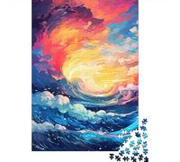 Colorful Japanese Waves Puzzles for Adults 500 Puzzles for Adults 500 Pieces Puzzle 500 Pieces 500 Piece Jigsaw Puzzles for Gift 500pcs (52x38cm)