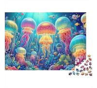 Colorful Jellyfish 1000 Piece Cartoon Style Jigsaw Puzzle - Relaxing Brain Game, Educational Fun & Premium Home Décor (Family Bonding Activity)