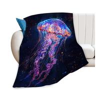 Colorful Jellyfish Blanket Jellyfish Ocean Decor Throw Blanket Gifts for Girls Boys Jellyfish Lover Winter Couch Bedding Super Warm Soft Plush Fleece Flannel Blanket for Kids Adults Men Women 50"X40"