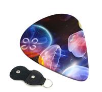 Colorful Jellyfish Guitar Plectrums, 6 Guitar Plectrums, Printed on both sides for Electric Guitar Bass Ukulele (0.46 mm 0.71 mm 0.96 mm)