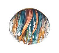 Colorful Jellyfish Print Double Layers Shower Cap Bathing Shower Caps Ladies Men Shower Caps Salon Home Use