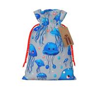 Colorful Jellyfish Print Eco-Friendly Gift Drawstring Bag Holiday Present Pouches Party Favors Goodie Bags
