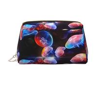 Colorful Jellyfish Printed Travel Toiletry Bag, Portable Storage Pouch with Three Interior Slots for Accessories