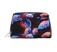 Colorful Jellyfish Printed Travel Toiletry Bag, Portable Storage Pouch with Three Interior Slots for Accessories