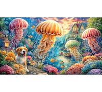 Colorful-jellyfish-swarm-underwater Puzzle for Adults 1000 Piece Impossible Hard Difficult Challenging Educational Game Decompression Fun Present & Activity for Home 38x26/1000pcs