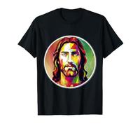 Colorful Jesus Christ Image Face Christian Lord Saviour God Value Graphic T-Shirt