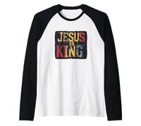 Colorful Jesus is King Speech Costume for Boys and Girls Raglan Baseball Tee