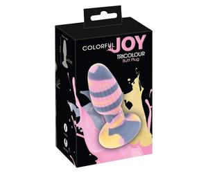 Colorful Joy Tricolour Butt Plug Pink/Grey/Yellow 2.5/4.0 cm