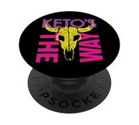 Colorful Keto Warrior Space Bounty Hunter Skull Parody 80's PopSockets Adhesive PopGrip