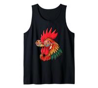 Colorful Key West Florida Rooster Chicken Wearing Glasses Tank Top