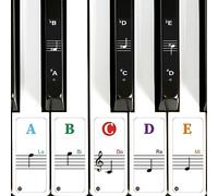 Colorful Keyboard Stickers - Removable Note Labels for 88/61/54/49 Key Piano, Transparent Large Bold Letter Stickers for Beginners