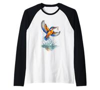 Colorful Kingfisher Catching Fish Wildlife Art Raglan Baseball Tee