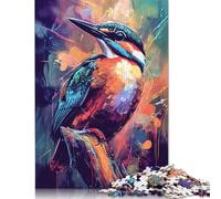 Colorful Kingfisher Painting Puzzles 500 Pieces Wooden Puzzles for Adults & Teenager Stress Relief Toys 500pcs (52x38cm)