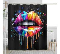 Colorful Kiss Lips Shower Curtain, Artistic Rainbow Lips Design for Bathroom Decor, Modern Stylish Waterproof Fabric Shower Curtain Set with Hooks, Spring Summer Decorative Element 72x78 Inch