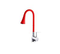 Colorful Kitchen Faucet with Dual-Function Spray Universal Silicone Rubber Hose Hot & Cold Water Sink Mixer Tap (Red) - Ideal for Modern Kitchens and Easy Installation