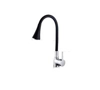 Colorful Kitchen Faucet with Universal Pipe Extension Silicone Rubber Hose Dual-Function Spray for Hot & Cold Water Stylish Sink Mixer Tap (Black)