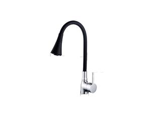 Colorful Kitchen Faucet with Universal Pipe Extension Silicone Rubber Hose Dual-Function Spray for Hot & Cold Water Stylish Sink Mixer Tap (Black)