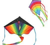 Colorful Kite for Kids - Diamond & Rainbow Delta Design, Easy to Fly for Kids and Adults in Light or Strong Wind - Outdoor Toy for Beach, Park, Garden - Great Gift Idea for All Ages (2 Pack Kites)