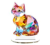 Colorful Kitten Desktop Standing Decoration, Cat Lovers Desktop Art Statue, Acrylic Decorative Sign Colorful Kitten, Creative Decoration for Home Bedroom Living Room Office Decor