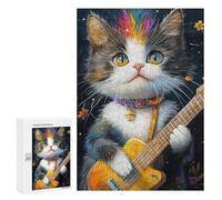 Colorful Kitten Guitar Painting Puzzle 1000 Teile Schwer Puzzle Spielzeug Lernspiel Impossible Herausforderungsspielzeug Für Erwachsene Kinder 300 PCS