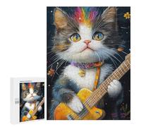 Colorful Kitten Guitar Painting Puzzle 1000 Teile Schwer Puzzle Spielzeug Lernspiel Impossible Herausforderungsspielzeug Für Erwachsene Kinder 500 PCS