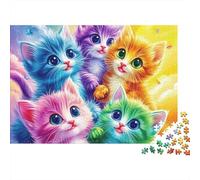 Colorful Kittens 1000 Piece Jigsaw Puzzle Puzzle Game for Family Adults Paper Jigsaw Cute Animals Home Decor Gift 70x50cm/1000pcs