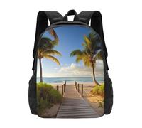 Colorful Knapsack Palm Trees Beach Print Daypack Basic School Backpack for Camping, Work, School, 42X32X14Cm