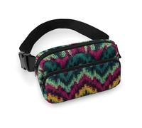 Colorful Knitted Pattern Printed Fanny Pack Fanny Packs for Women Men,Crossbody Bag Large Chest Bag with Adjustable Strap for Outdoors Workout Traveling Casual Running, Colorful Knitted Pattern,