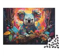 Colorful Koala Art 100% Recycled Cardboard Psychedelic Koala 1000 Piece Puzzle for Adults The Impossible Challenge 70x50cm/1000pcs