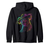 Colorful Koala Hat Abstract Line Art Design Zip Hoodie