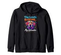 Colorful Labrador Dog The Lord’s Blessing Fun Religious Pet Zip Hoodie