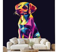 Colorful Labrador Pet Dog Wall Mural Cute Canine Animal Peel and Stick Photo Wallpaper 150x100 cm Artistic Dog Non-Woven Wall Stickers for Bedroom Living Room Poster Decoration wa133k