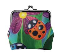 Colorful Ladybird Full Double-Sided Printed Pattern Women's and Girls' Fashionable Leather Kiss Lock Coin Purse Card Bag