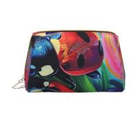 Colorful Ladybird Printed Cosmetic Bags for Women Mom, Small PVC Leather Travel Makeup Bag Cute Gifts Toiletry Bag with Zipper