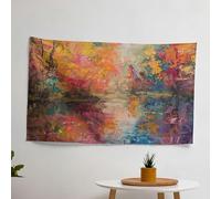 Colorful Landscape Fabric Claude Monet Wall Art Tapestry - 100% Cotton Back, Sublimation Printing, Vivid Colors - Bedroom, Living Room, Dorm Decor