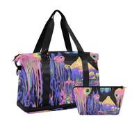 Colorful Landscape Psychedelic Large Travel Bag Sports Duffel Bags with Adjustable Strap for Yoga Multifunctional, colorful landscape psychedelic, One Size