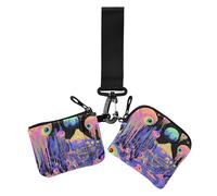 Colorful Landscape Psychedelic Women's Coin Purses Card Cases Cute Fashion Identity Card Protector with Zipper Coin Pocket for Work Travel 2 Packs, colorful landscape psychedelic, One Size, Casual