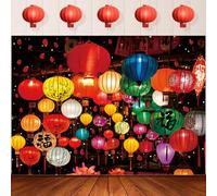 Colorful Lanterns Chinese New Year Photography Background Vietnam Lunar New Year Spring Festival Eve Backdrop Chinese Style Party Decor Holiday Family Portrait Photo Studio Props (10x8FT)